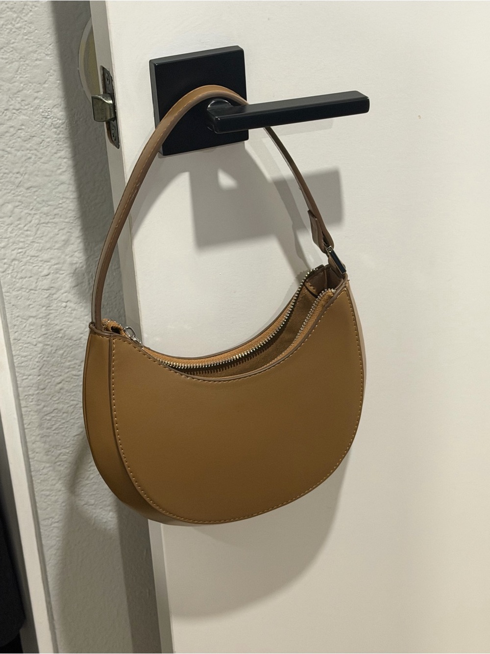 Mango Tan Crescent Mini Shoulder Bag